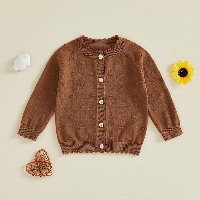 Baby Girl Cardigan Long Sleeve Button Up Sweater Toddler Girl Fall Outfits - Image 5