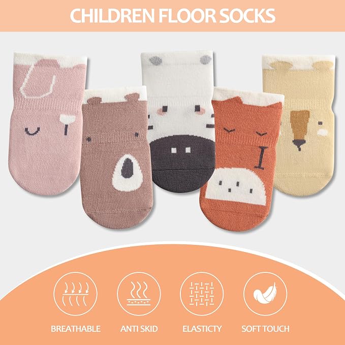 TRUEHAN 5 Pairs Toddler Non Slip Socks - Image 3