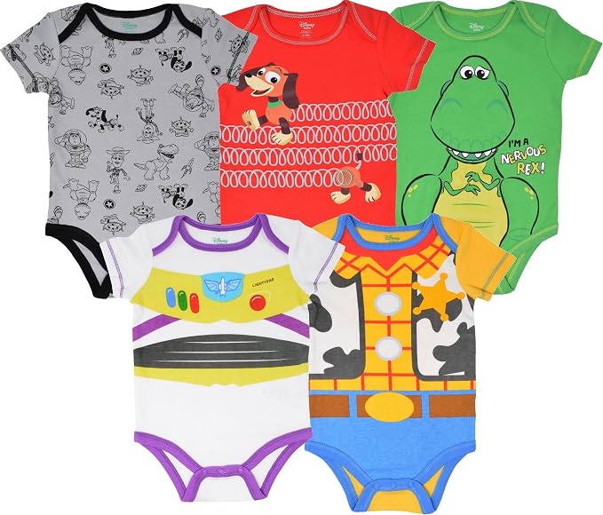 Disney Baby 5-Pack Short Sleeve Bodysuits Newborn to Infant by Disney