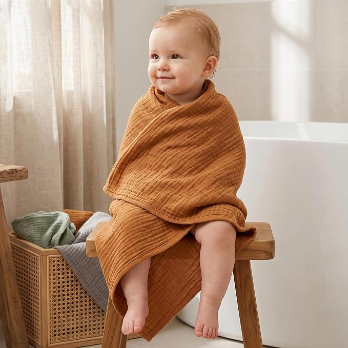 Muslin Receiving Blankets 5 Pack, Soft Swaddle Wraps - Image 3