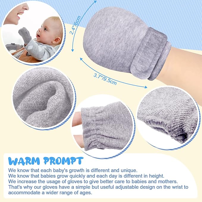 Newcotte Newborn Baby Mittens No Scratch Mitts | Soft No Scratch - Image 3