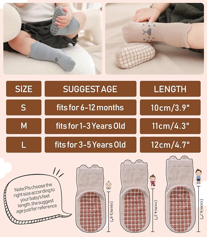 LANLEO Baby Toddler Socks with Grips Baby Toddlers Girls Boys Non Slip Grip - Image 6