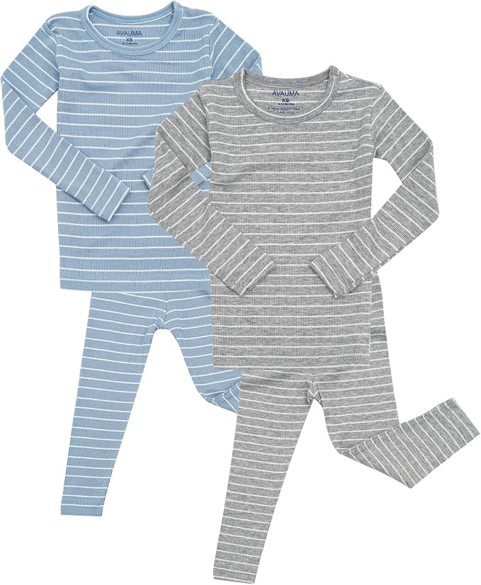 AVAUMA Stripe Pattern Baby Boys Girls Pajama Set Kids Toddler Snug fit Ribbed by AVAUMA