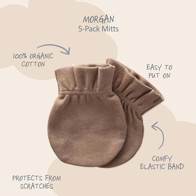 Butterblu Morgan 5-Pack Mitts 100% Cotton No Scratch Mitten Gloves | GOTS - Image 2