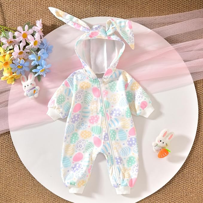 Unutiylo Unisex Baby Boys Girls Long Sleeve Infant Baby Zipper Hooded Jumpsuits - Image 3