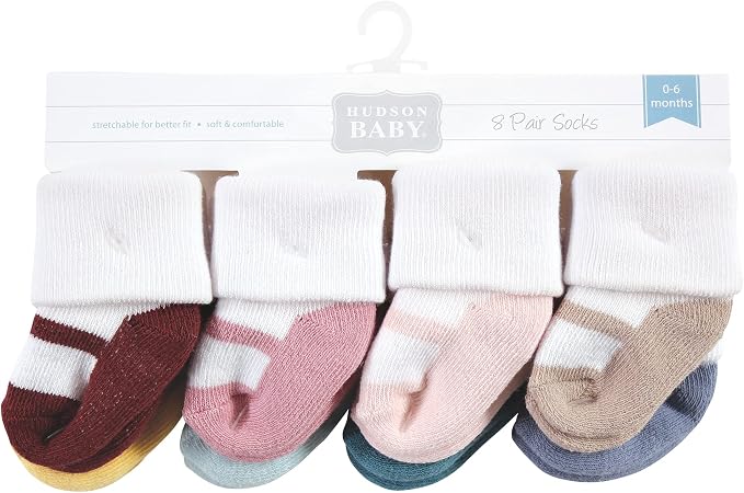 Hudson Baby Baby 8-pack Cotton Rich Newborn and Terry Socks - Image 2
