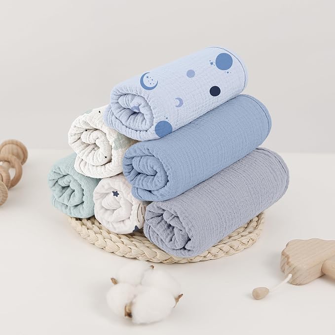 Bearmoss Muslin Burp Cloths, 100% Cotton Baby Burping Clothes, Large Extra Soft - Image 6