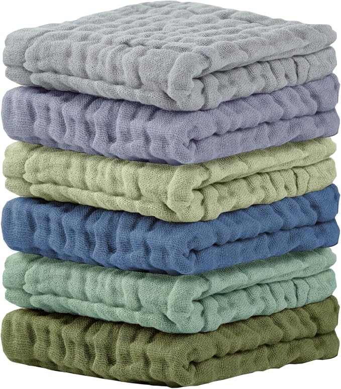 Cuddle Campus Baby Washcloths 6 Packs, Muslin Washcloths Baby, Cotton Burp by CuddleCampus