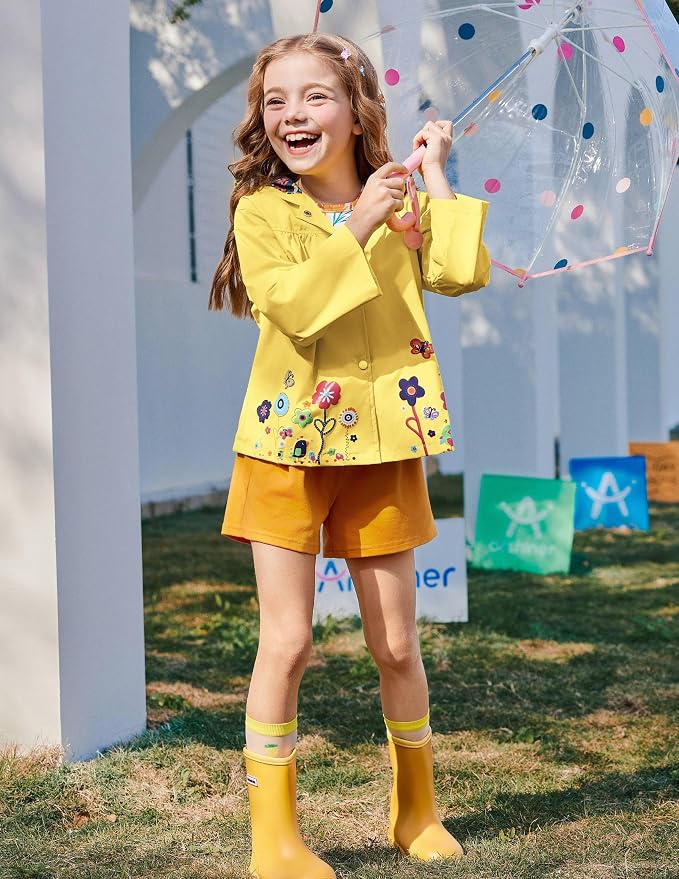 Arshiner Toddler Girls Waterproof Hooded Coat Jacket Outwear Raincoat - Image 4