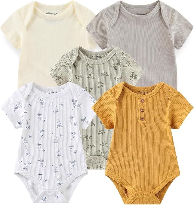 Kiddiezoom Newborn Baby Unisex Cotton One-Piece Bodysuits Baby Gift 5-Pack Baby by Kiddiezoom