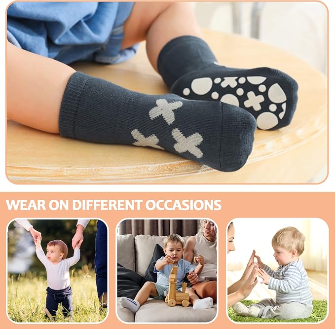 TRUEHAN 5 Pairs Toddler Non Slip Socks - Image 2