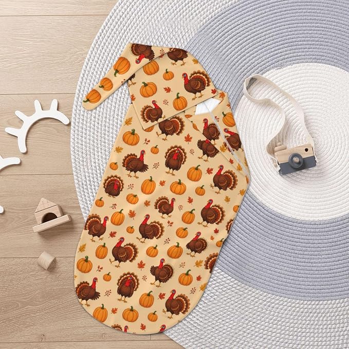 Turkey Pumpkin Swaddle Blankets Soft Receiving Blanket Baby Swaddle Wrap - Image 5