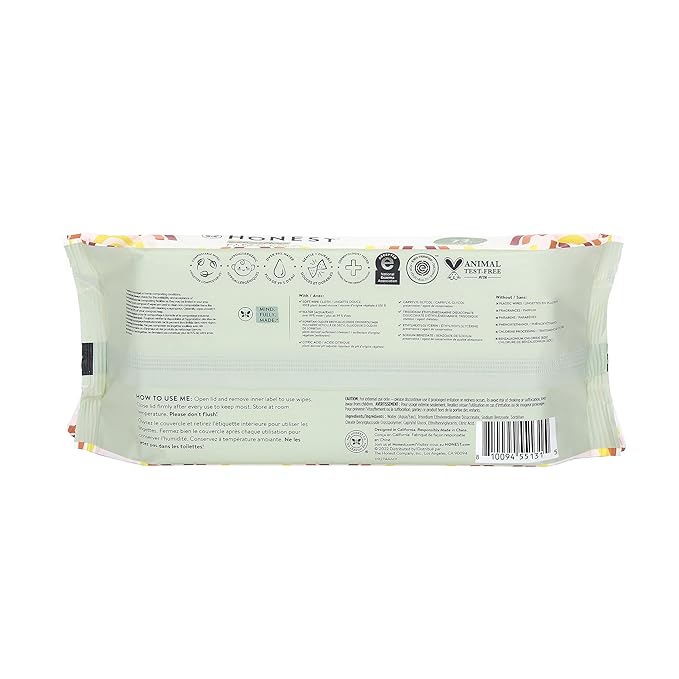The Honest Company Clean Conscious Multi-Use Wipes Hypoallergenic and Unscented for Sensitive Baby Skin Over 99% Water Compostable Plant Based Baby Wipes Terrazzo 36 Count
