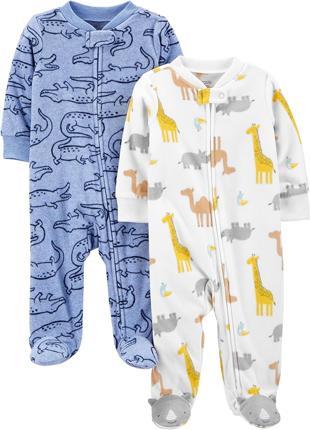 Simple Joys by Carter's Unisex Baby 2-pack Neutral Fleece Footed Sleep and Play by SimpleJoysbyCarters