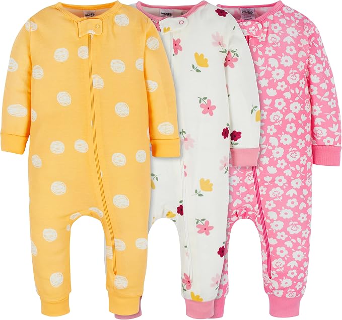 Onesies Brand Baby Girls 3-Pack Snug Fit One Piece Cotton Pajamas by OnesiesBrand