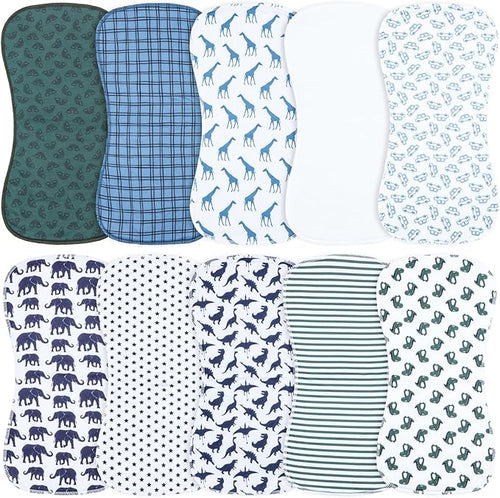 10-Pack Burp Cloths for Baby Boys and Girls by Benoxine