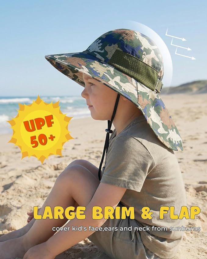 Toddler Baby Sun Hat Kids Summer Beach Essentials Adjustable Beach Hats - Image 3