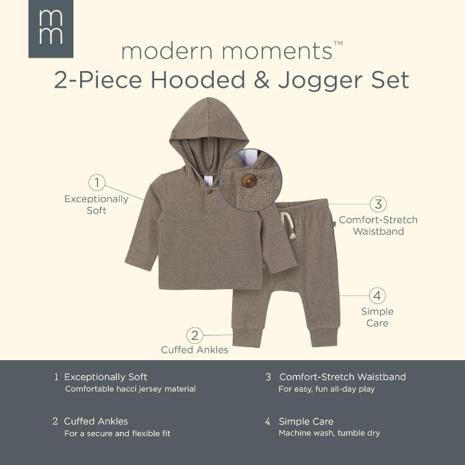 Modern Moments by Gerber Baby Hooded Hacci Top and Pant Set - Image 6