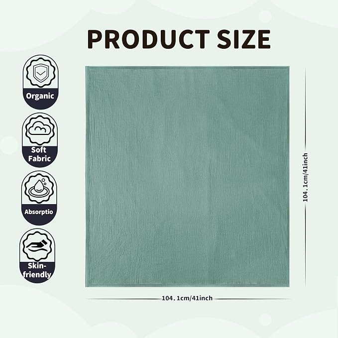 Muslin Swaddle Blankets for Newborn, 2 Pack Breathable Soft Receiving Blanket - Image 7