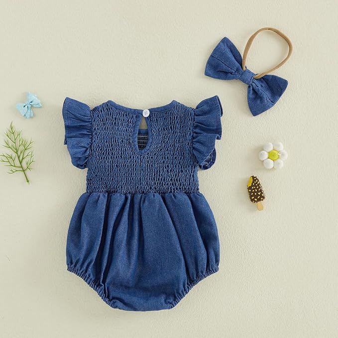 Kavousa Newborn Baby Girl Clothes Summer Bubble Romper Headband Outfit - Image 7