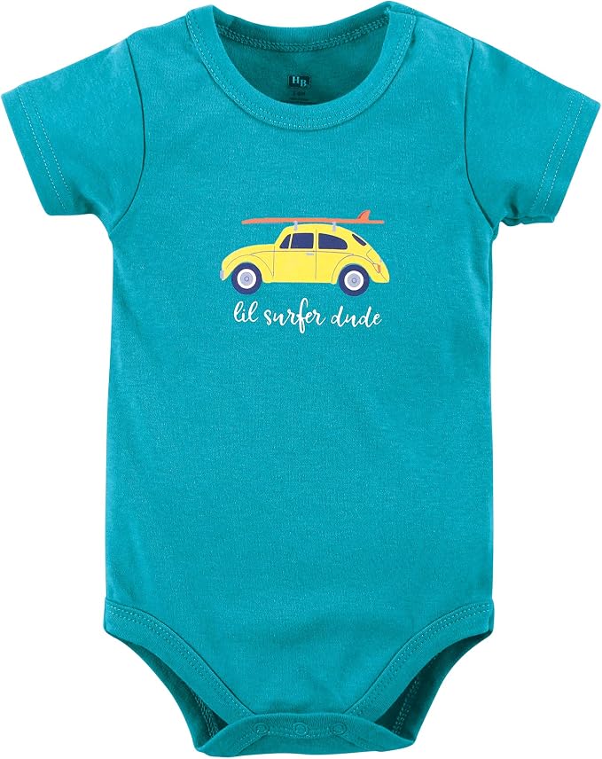 Hudson Baby Unisex Baby Cotton Bodysuit, Shorts and Shoe Set - Image 3