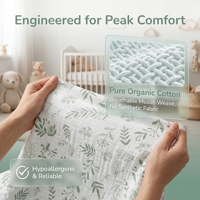 3 Pack Muslin Swaddle Blankets, 100% Cotton Receiving Blankets | 38" x 40" Size - Image 7
