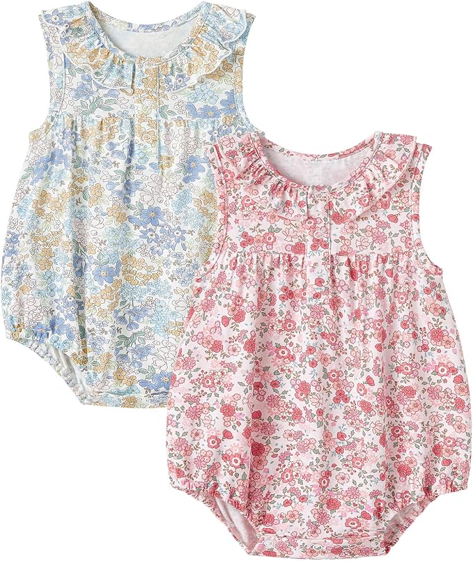 pureborn Baby Romper Bodysuits 2-Pack Unisex Soft Cotton One-Piece Outfit by pureborn