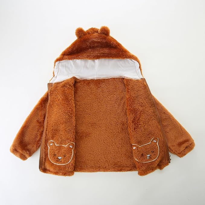 Newborn Infant Baby Boys Girls Cartoon Fleece Hooded Jacket Coat - Image 6