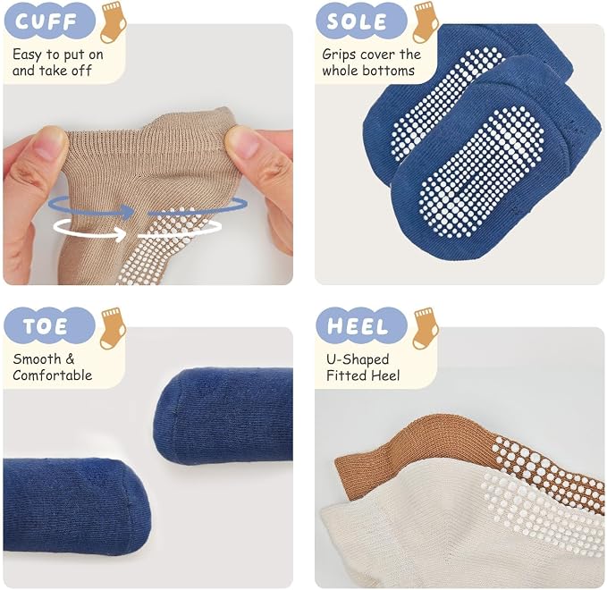 Non-slip Toddler Ankle Cotton Grip Socks Unisex 6M-5T - Image 5