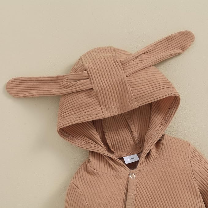 Newborn Baby Boy Girl Romper Easter Outfits Bunny Ear Hoodie Button Onesie - Image 4