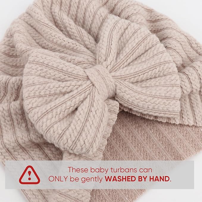 DRESHOW BQUBO 5 Pieces Newborn Baby Turban Hats Bow Baby Infant Beanie - Image 3