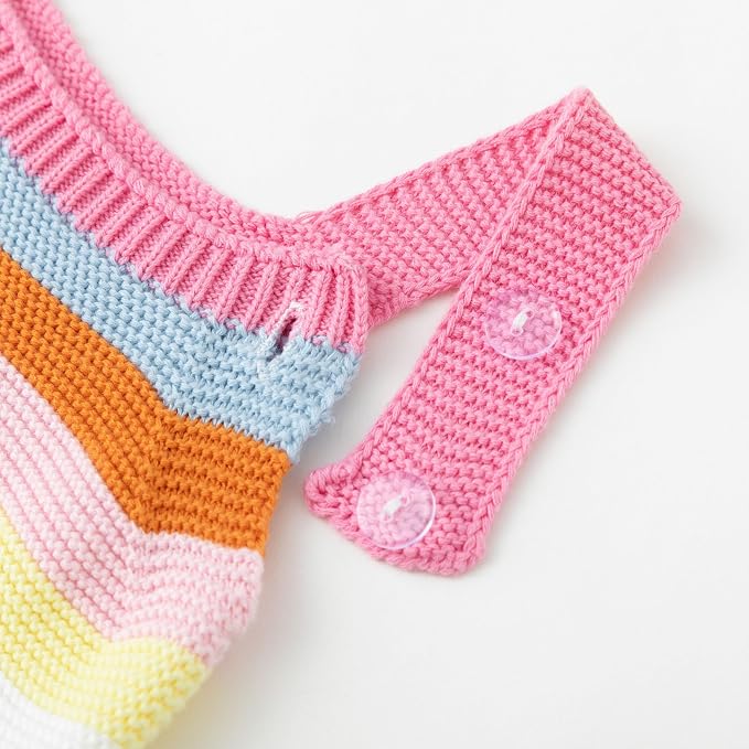 Simplee kids Baby Girl Romper, Sleeveless Pompoms Square Neck | Soft Breathable - Image 6
