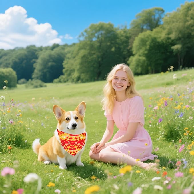 7 PCS Medium Tie Dye Dog Bandanas Hemming Seam Edge Dog Bandana - Image 5