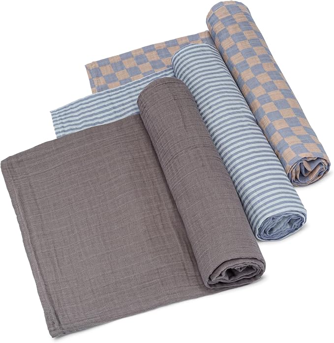 Parker Baby Co. Soft Muslin Baby Swaddle Blankets, 3 Pack by ParkerBabyCo