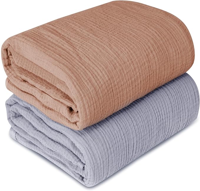 Muslin Swaddle Blankets for Newborn, 2 Pack Breathable Soft Receiving Blanket by GUNTAIL