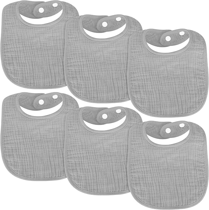 Accmor 6 Pack Muslin Baby Bibs for Boys Girls, Soft Cotton Baby Drool Bibs by Accmor