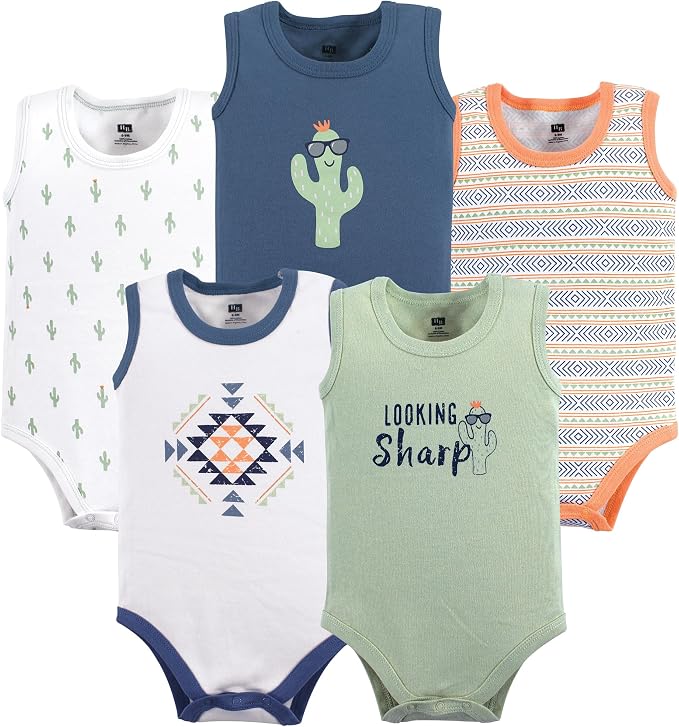 Hudson Baby Basics Unisex Baby 5-Pack Sleeveless Baby Bodysuits by HudsonBaby