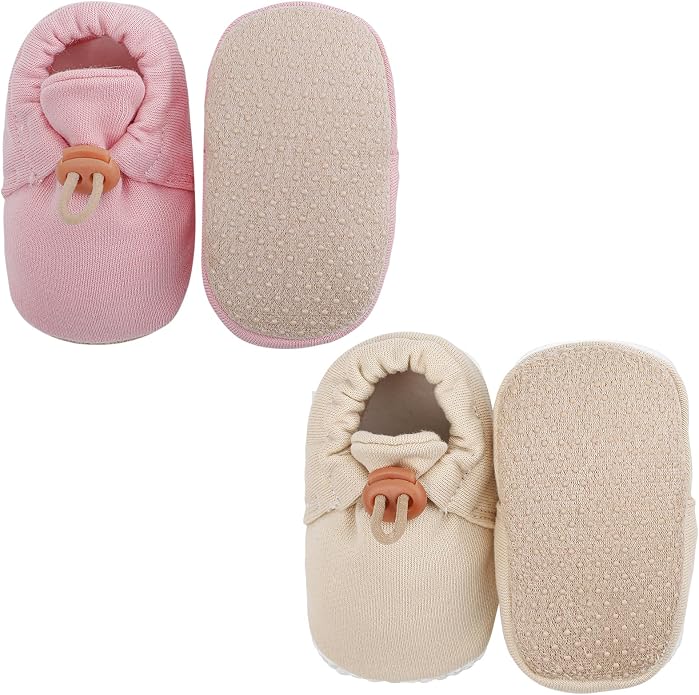 2 Pack Newborn Shoes Soft Sole Baby Sock Booties Drawstring Infant Boys Girls by DUONITITI