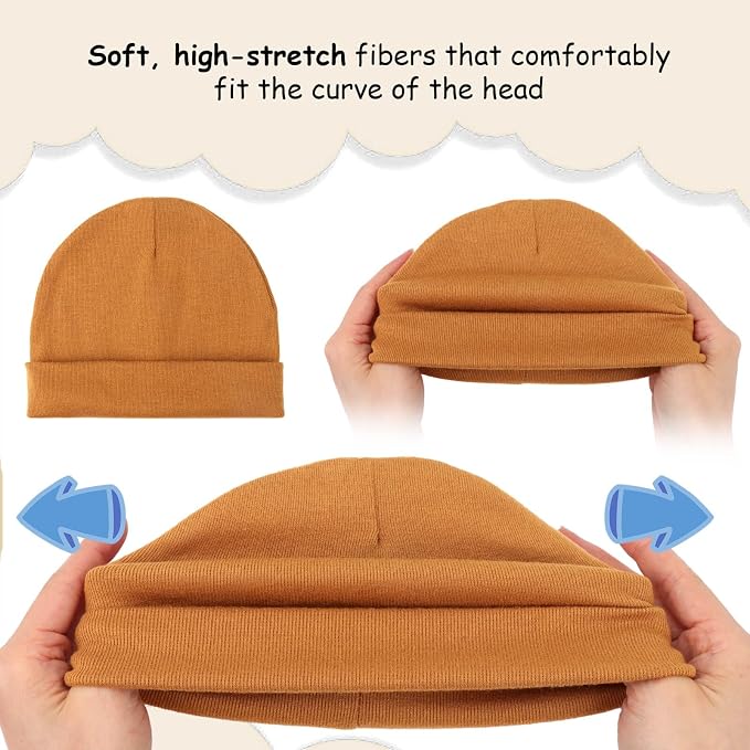 BQUBO Newborn Baby Hats Mittens Set Hospital Hat Beanie Infant Caps Baby Gloves - Image 7