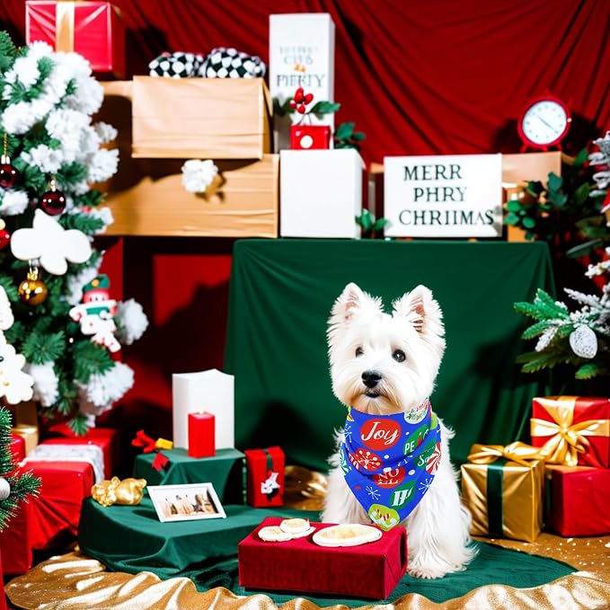 Christmas Dog Bandanas for Small Dogs Breed 7 Pcs Stitching Edge Christmas Dog - Image 6