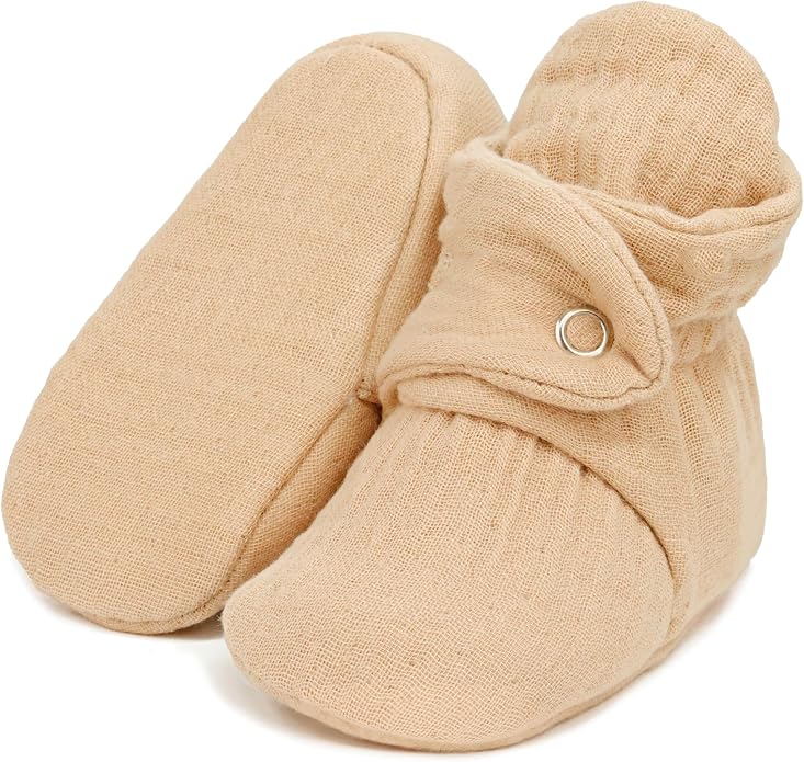 Ella Bonna Baby Booties Organic Cotton Muslin Newborn Baby Slippers Baby Boy by EllaBonna