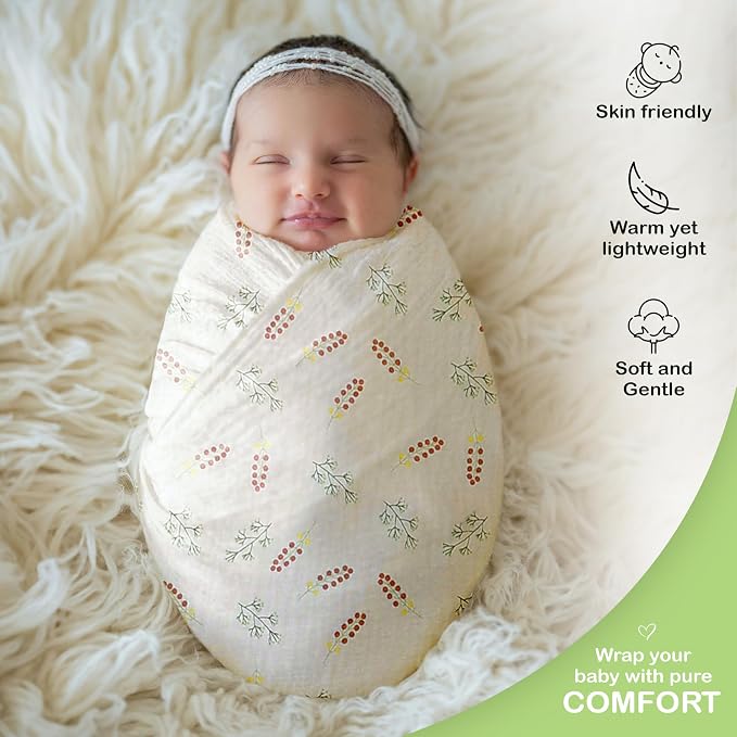 100% Organic Cotton 3 PK Baby Muslin Blanket Girl Gift 38x40 Inch | Oeko-TEX - Image 6