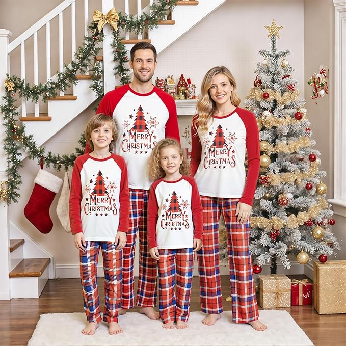 Awoscut Family Christmas Pajamas Matching Pajamas for Family, Xmas PJs Sets Holiday Sleepwear