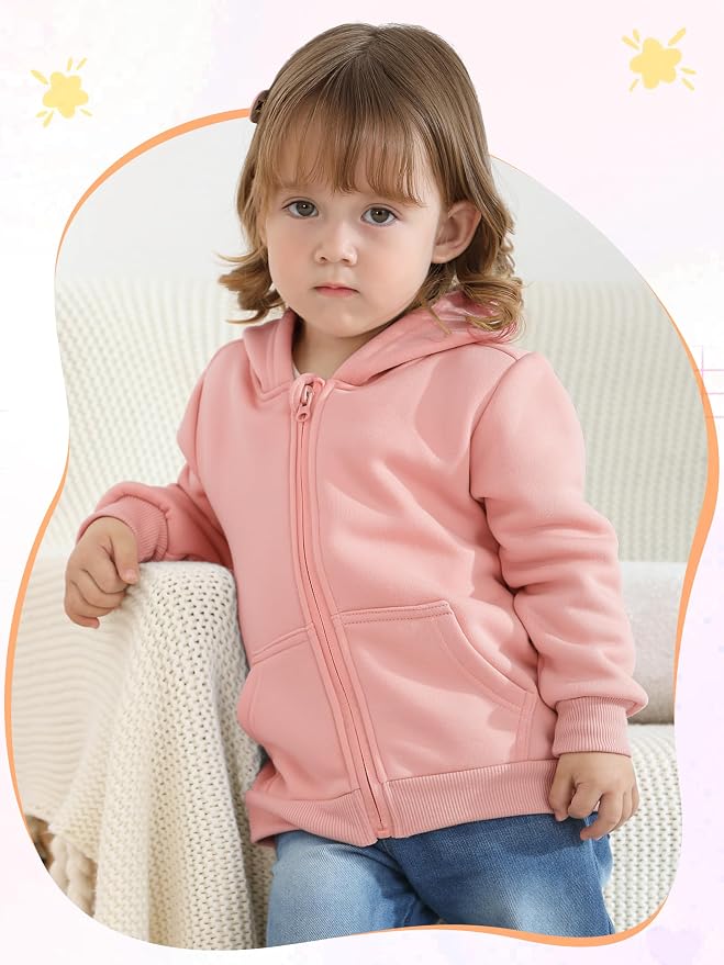 Cooraby 3 Pieces Baby and Toddler Girls Fleece Full-Zip Hoodies Lightweight - Image 5