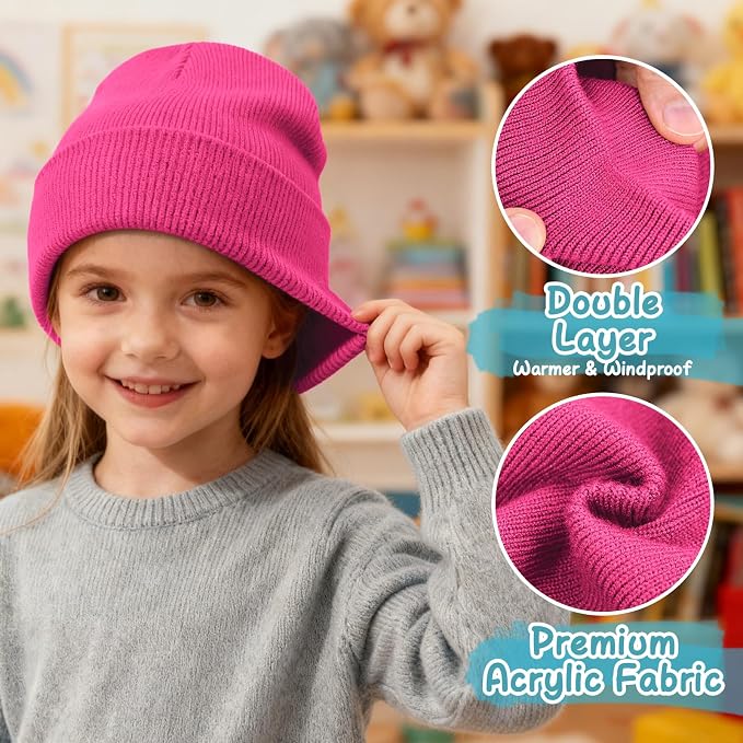 ZOORON Toddler Beanie Baby Kids Beanies Warm Winter Hat Knit Skull Cap - Image 3