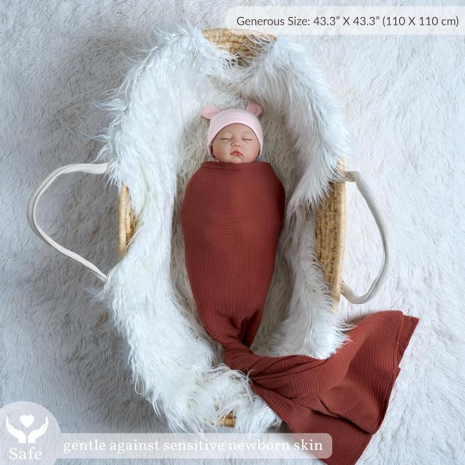 Meracorallo Muslin Swaddle Blanket, 100% Cotton Receiving Blanket - Image 2