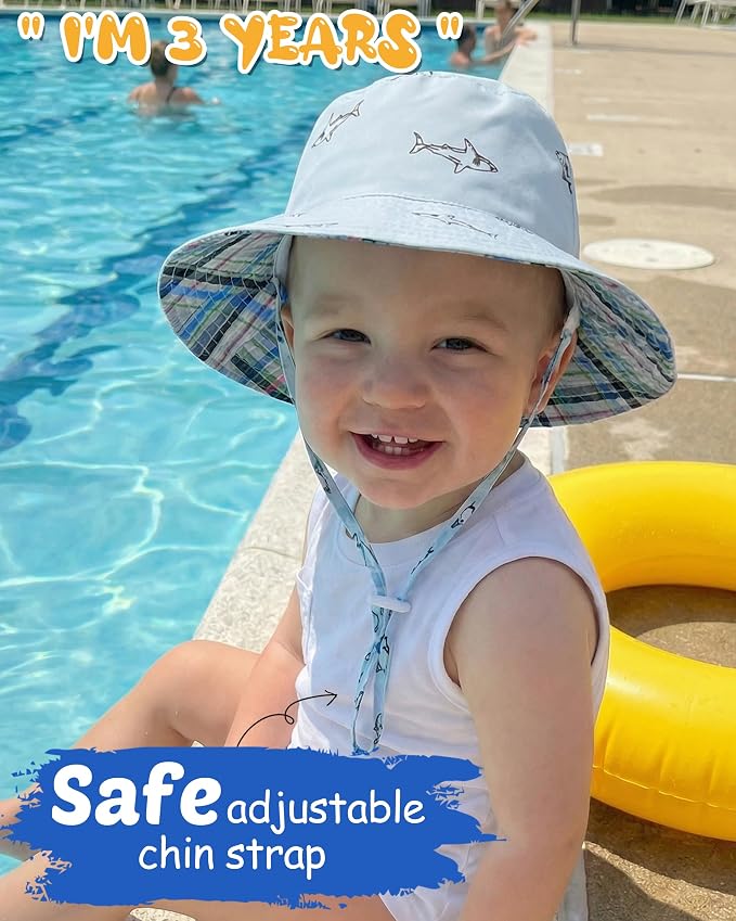 Baby Sun Hat Kids Summer Sun Protection Toddler Bucket Hat Wide Brim Adjustable - Image 3