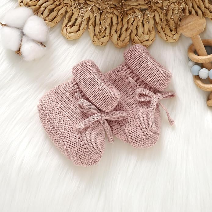 Hadetoto Newborn Baby Booties Cotton Knit Shoes | Soft, First Walkers, - Image 5