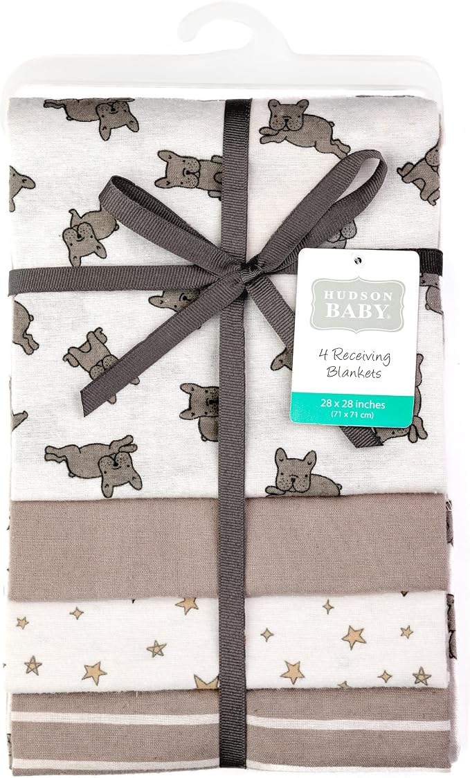 Hudson Baby Unisex Baby Cotton Polyester Flannel Receiving Blankets 4-Pack - Image 2