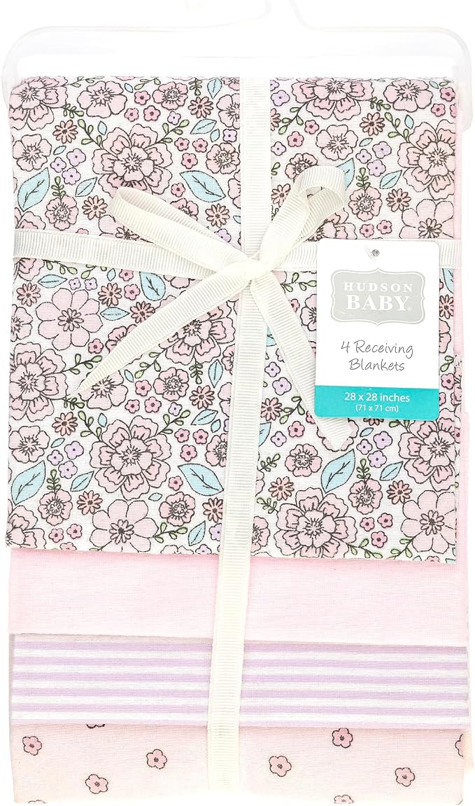 Hudson Baby Unisex Baby Cotton Polyester Flannel Receiving Blankets, Outline - Image 2